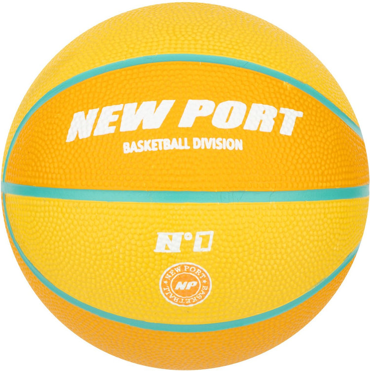 Ballon de basket New Port - mini - jaune orange - taille 1 - caoutchouc butyle