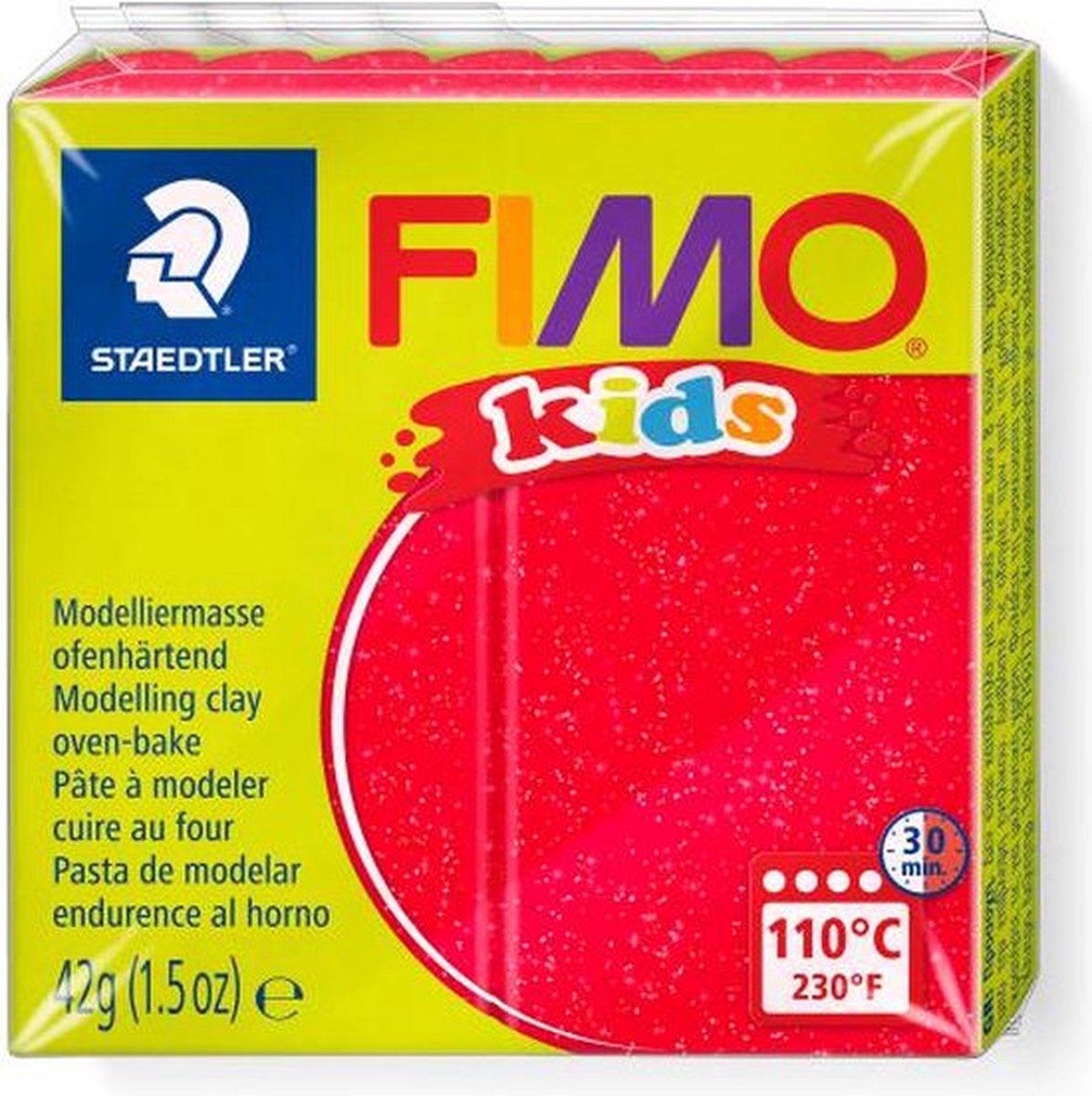 Fimo kids pâte à modeler 42 g rouge pailleté