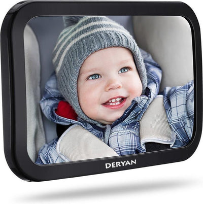Deryan rétroviseur de voiture bébé luxe xl réglable - rétroviseur de voiture enfant - rétroviseur de siège arrière bébé