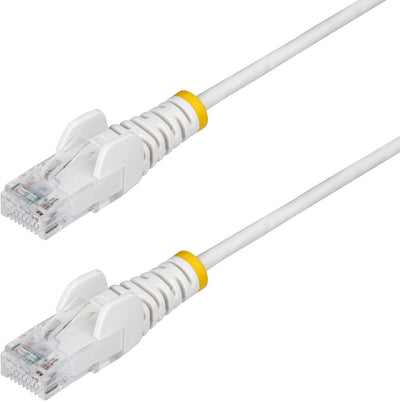 Startech .com Câble Ethernet Cat6 fin de 1 m, blanc, sans accroc, 100 W PoE, UTP, LSZH, fil de cuivre pur 28 AWG, câble de raccordement réseau fin RJ45 avec serre-câble, testé Fluke