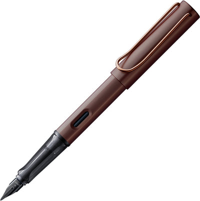 Stylo plume Lamy lx 090 – stylo plume élégant en aluminium marron avec finition en métal précieux et plume en acier PVD noir – avec cartouche d'encre T 10 bleue et emballage cadeau