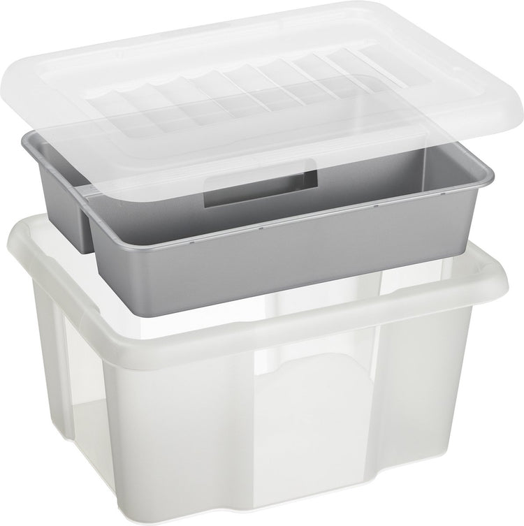 Boîte de rangement Sunware nesta 24l avec insert - avec couvercle - transparent