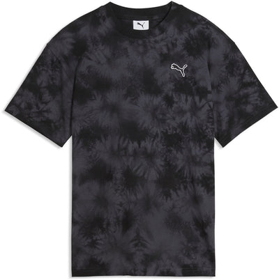 Puma ess élevé décontracté tie-dye tee t-shirt unisexe - noir