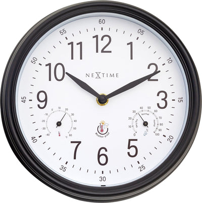 Nexttime jasmine – horloge murale station météo – 23,5 cm – métal – blanc – résistante aux intempéries