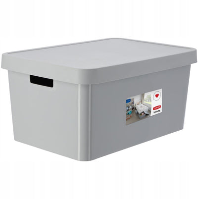 Curver 233941 boîte de rangement infinity avec couvercle 45l gris avec poignées