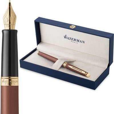 Stylo plume Waterman hémisphère | la version subtile | rouge cuivré | plume fine en acier inoxydable | avec coffret cadeau
