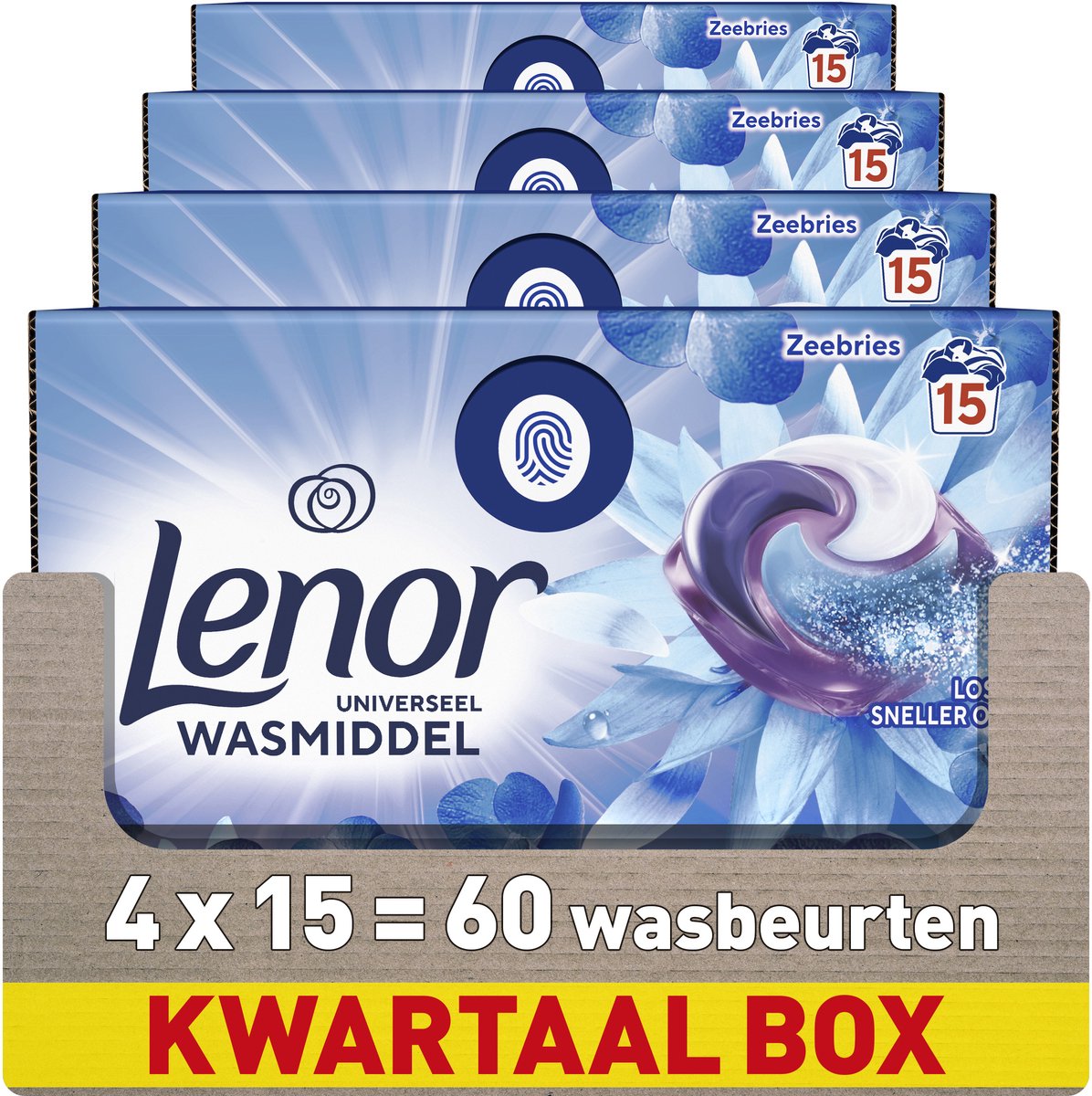Lenor détergent tout-en-1 dosettes brise marine - 4 x 15 pièces