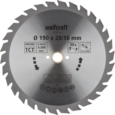 Wolfcraft - lame de scie circulaire 190x20mm - 30 dents - lame de scie pour scie circulaire - série verte - 6376000