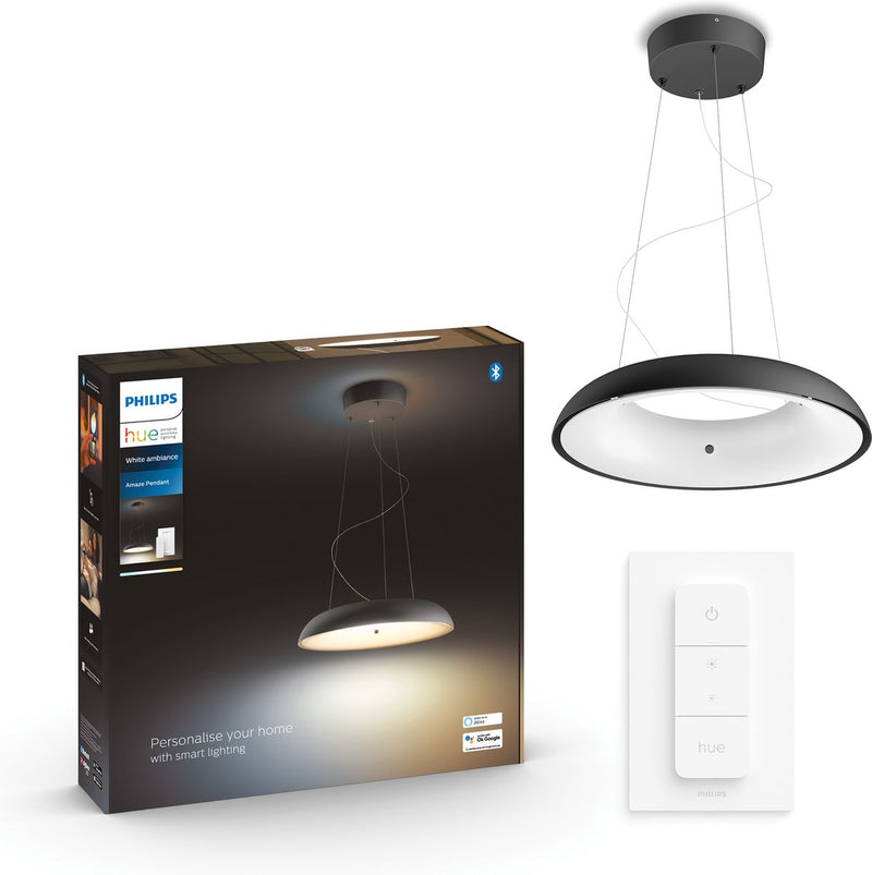Lampe suspendue Philips Hue Amaze - lumière blanche chaude à froide - noire - 1 variateur