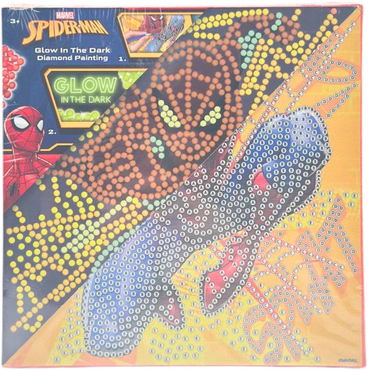 Toile de peinture au diamant Spider-man Spiderman qui brille dans la peinture au diamant sombre 19x19