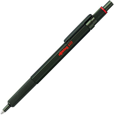 Stylo à bille Rotring 600 | point moyen | encre noire | logement vert | rechargeable