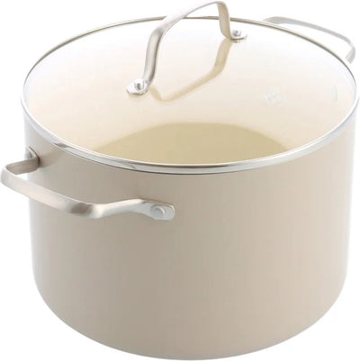Greenchef Nordics marmite à induction en céramique avec couvercle 24 cm 7,6 l - sans PFA - poêle à induction - passe au lave-vaisselle - passe au four jusqu'à 220°c - revêtement antiadhésif en céramique - crème