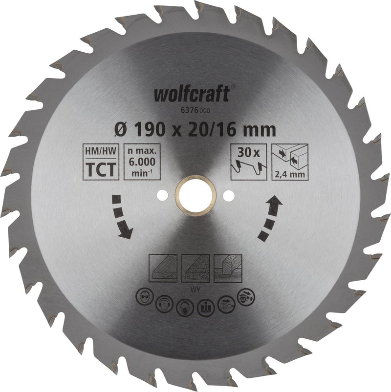 Wolfcraft - lame de scie circulaire 190x20mm - 30 dents - lame de scie pour scie circulaire - série verte - 6376000