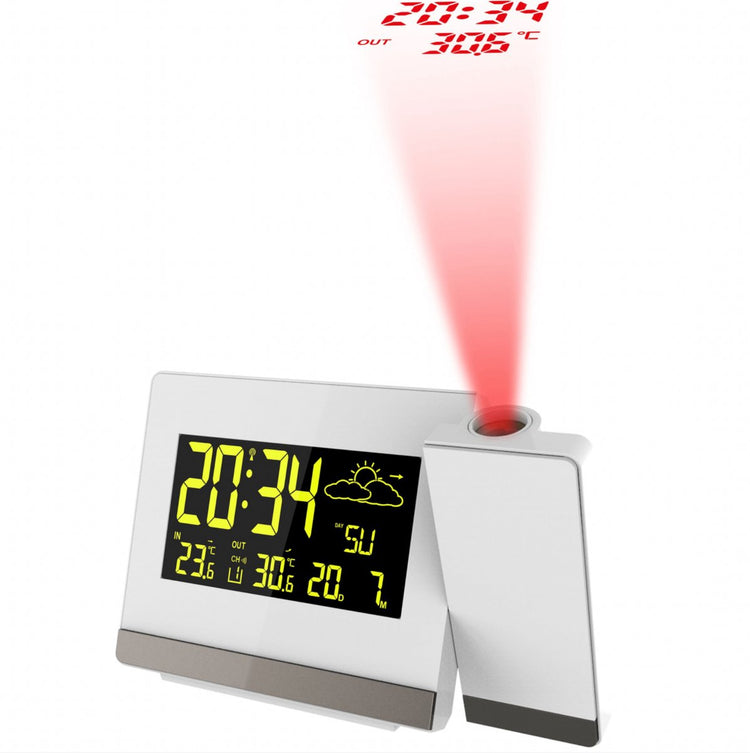 Réveil radio-piloté Technoline - projection de l'heure et de la température - inc. capteur extérieur - prévisions météo - date - wt 549