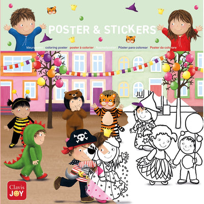Affiche à colorier Clavis Joy Luuk et Lotje. c'est le carnaval