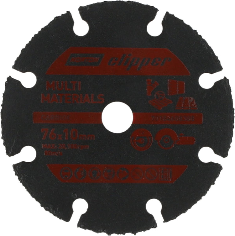 Norton clipper multi matériaux - disque à tronçonner en carbure - 76mm - pour la meuleuse d'angle