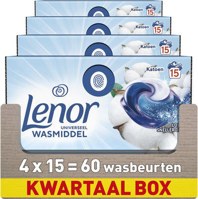 Dosettes de lessive tout-en-1 Lenor - coton frais - 4 x 15 pièces
