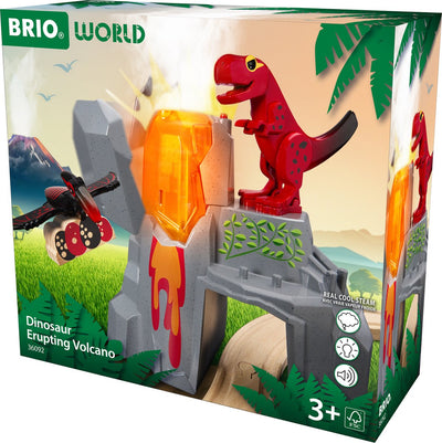 Ravensburger Brio World – 36092 dinosaures avec éruption volcanique | Ensemble de trains jouets pour enfants à partir de 3 ans