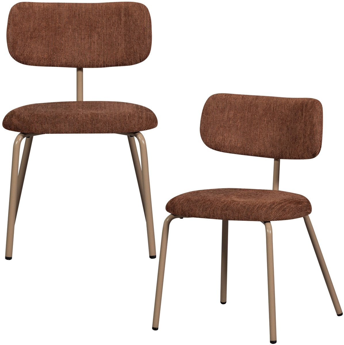 Chaises de salle à manger Woood Travis - polyester - marron - lot de 2