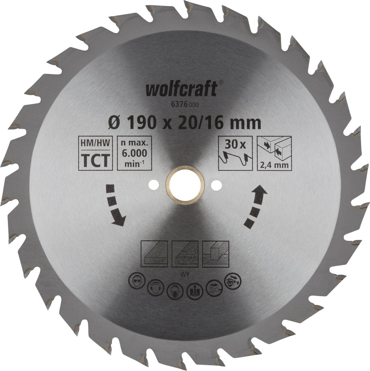 Wolfcraft - lame de scie circulaire 190x20mm - 30 dents - lame de scie pour scie circulaire - série verte - 6376000