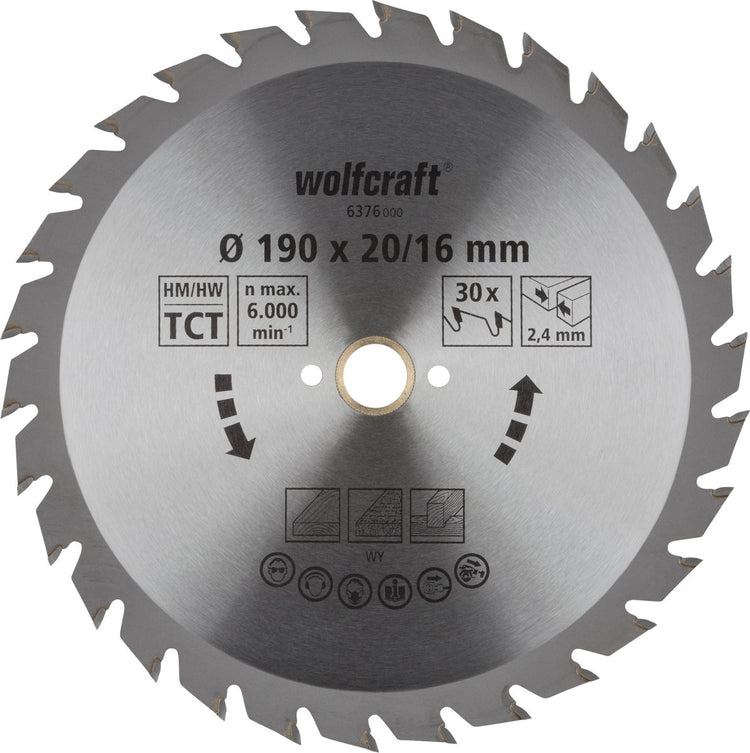 Wolfcraft - lame de scie circulaire 190x20mm - 30 dents - lame de scie pour scie circulaire - série verte - 6376000