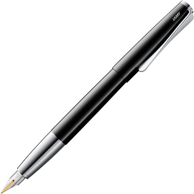 Stylo plume Lamy Studio Premium 068 en acier inoxydable avec finition laquée noire de haute qualité et plume en or 14 carats extra fin (ef), clip en forme d'hélice, incl. cartouche d'encre bleue t 10