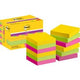Notes super collantes post-it 622-12ss-carn 47,6x47,6 mm uni jaune, vert, rose