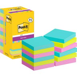 Notes super autocollantes post-it 654-sscos-p8+4 76x76 mm uni bleu, vert, rose