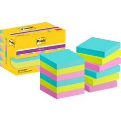 Notes super collantes post-it 622-12ss-cos 47,6x47,6 mm uni vert, rose, turquoise
