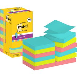 Z-notes super collantes post_it r330-sscos-p8+4 76x76mm bleu, vert, rose