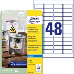Étiquettes en film résistant à l'eau avery zweckform j4778-10 polyester blanc