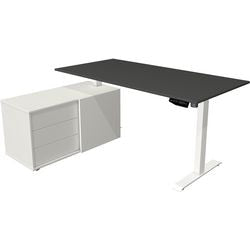 Bureau assis-debout Kerkmann 10216313 mélamine; acier anthracite; blanc