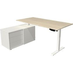 Bureau assis-debout Kerkmann 10216150 mélamine; érable en acier; blanc