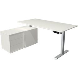 Bureau assis-debout Kerkmann 10220910 mélamine; acier argent; blanc
