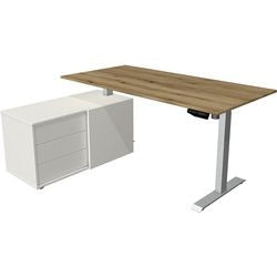 Bureau assis-debout Kerkmann 10223055 mélamine; chêne en acier; argent