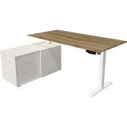 Bureau assis-debout Kerkmann 10216455 mélamine; chêne en acier; blanc