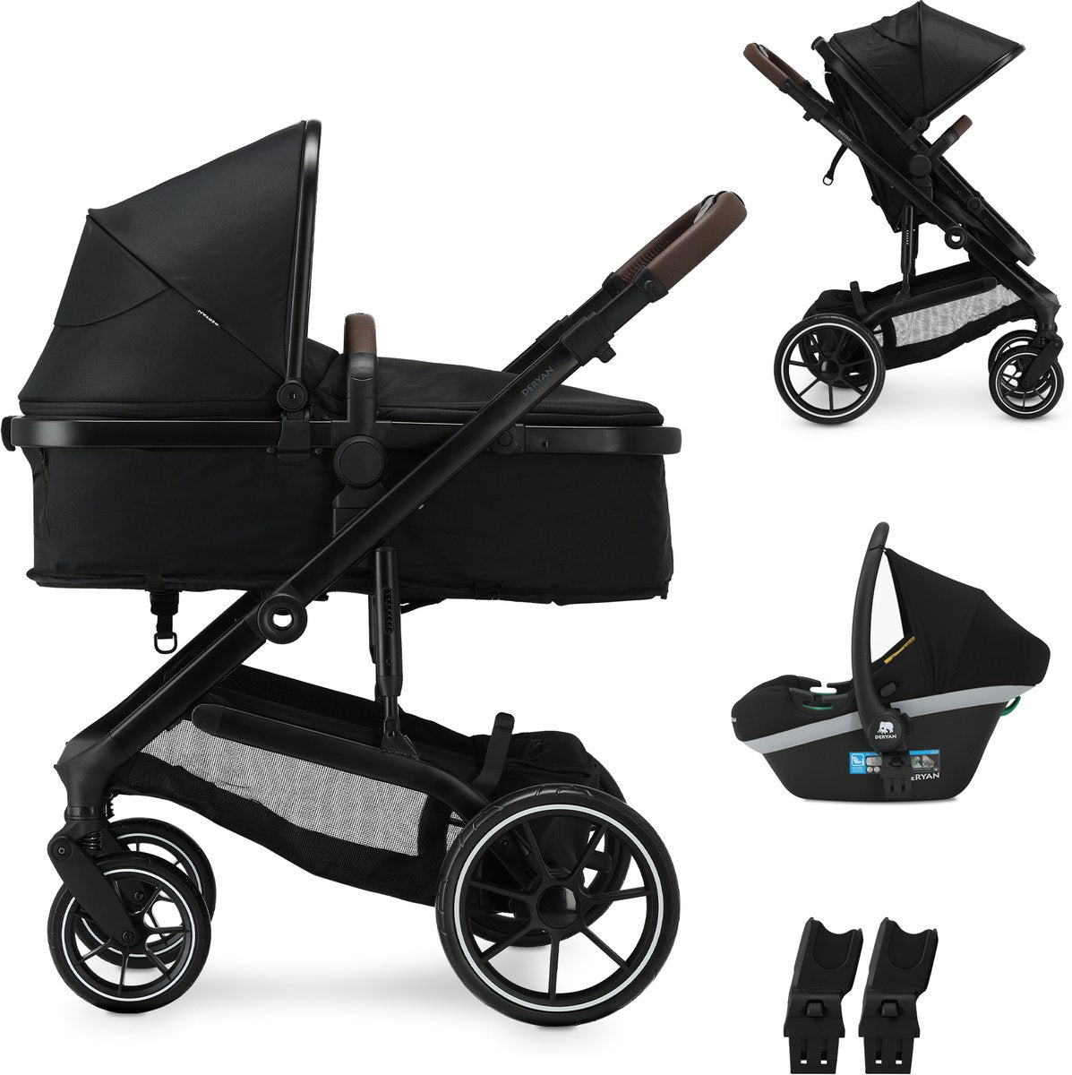 Poussette Deryan noa 3-en-1 - poussette avec siège auto - noir