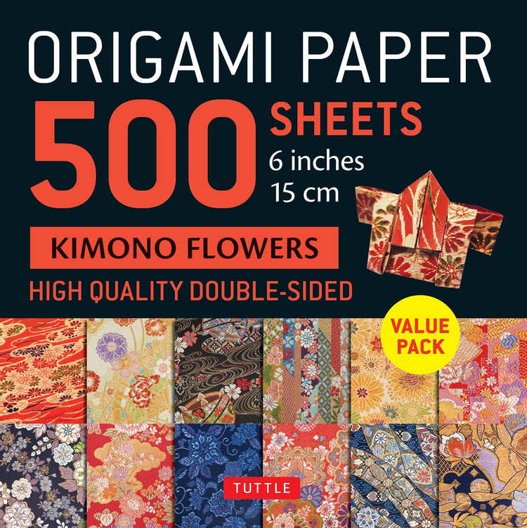 Papier origami 500 feuilles fleurs de kimono 6 (15 cm)