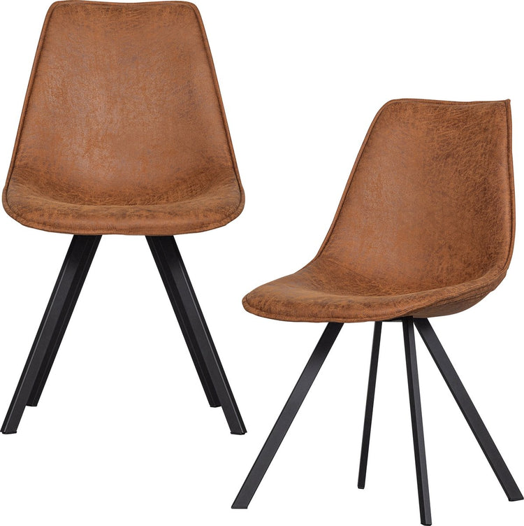 Chaise de salle à manger Woood Swen - pu - cognac - lot de 2