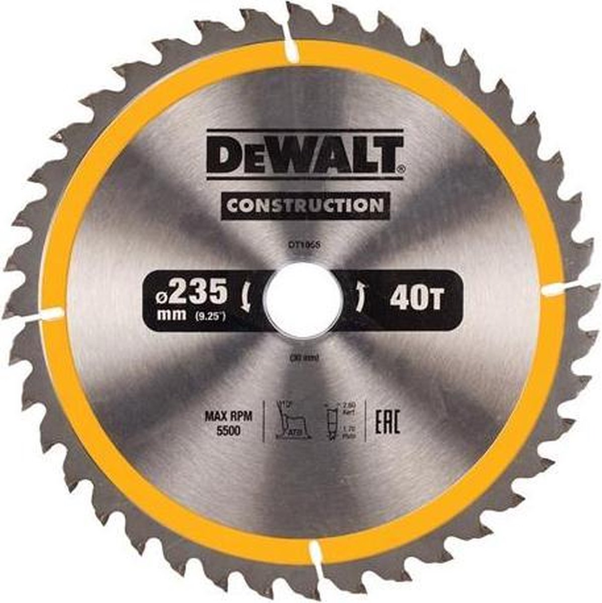 Lame de scie circulaire Dewalt dt1955 - 235 x 30 x 40t - bois et métaux non ferreux