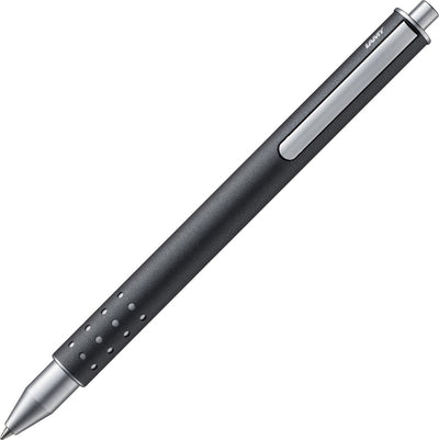 Rollerball Lamy Swift 334 anthracite - en acier inoxydable finition laquée mate - sans capuchon avec clip rétractable - incl. recharge m 66 b bleu