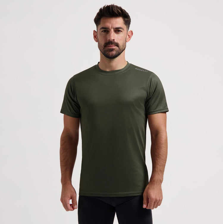 Rogelli promo chemise de running homme - manches courtes - vert armée - xl