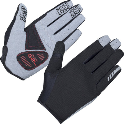 Gripgrab - gants de cyclisme d'été à doigts longs rembourrés en forme de requin pour VTT et gravier avec rembourrage - noir - unisexe - taille m