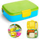 Munchkin - boîte à lunch bento - boîte à lunch - boîte à lunch pour enfants - avec couverts en acier inoxydable - passe au lave-vaisselle - à partir de 18 mois - vert bleu