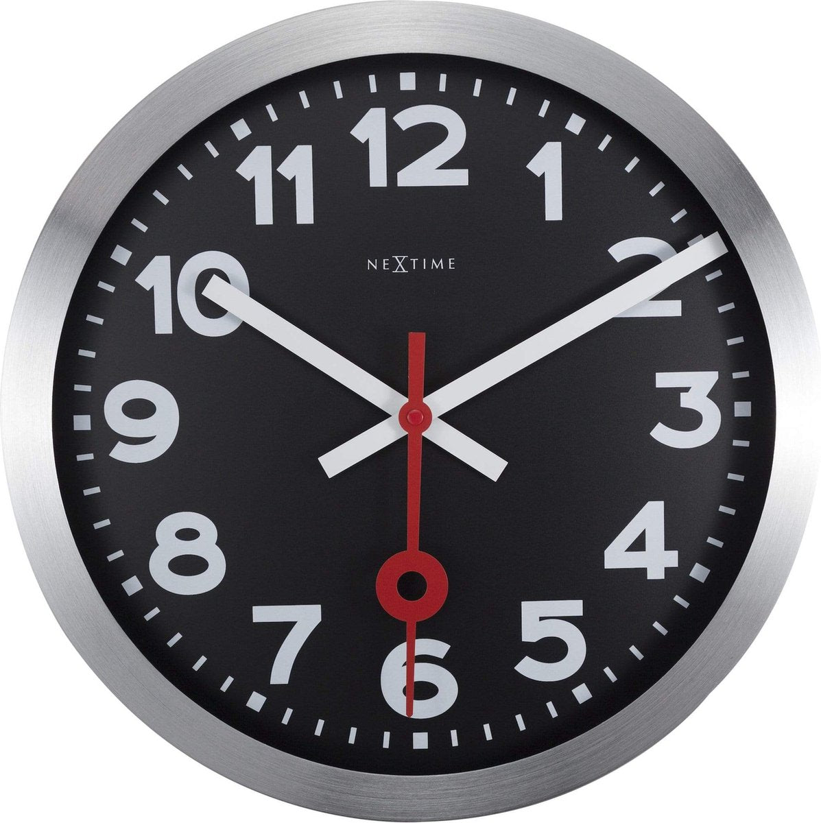 Station Nexttime – horloge murale – 35 cm – aluminium – noir