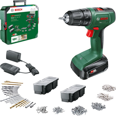 Bosch easydrill 18v-40 - perceuse/visseuse sans fil - avec 1x batterie 18v (1,5 ah) - chargeur - jeu d'accessoires 241 pièces