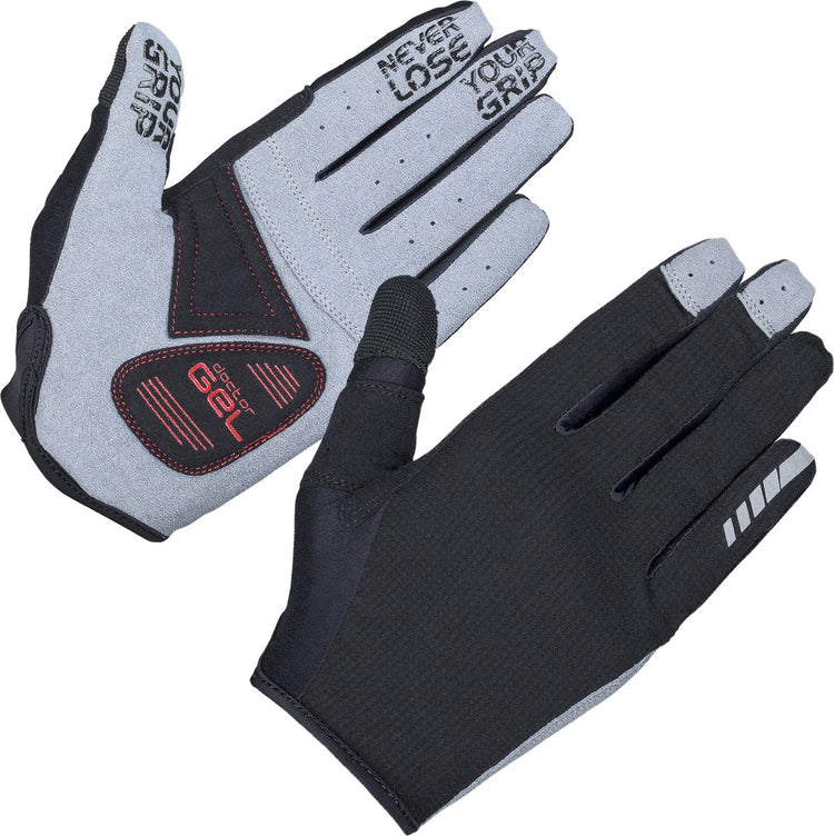 Gripgrab - gants de cyclisme d'été à doigts longs rembourrés en forme de requin pour VTT et gravel avec rembourrage - noir - unisexe - taille xxl