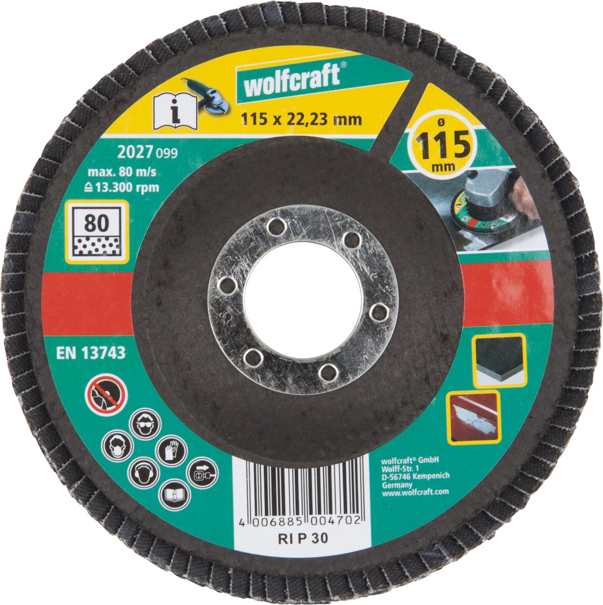 Wolfcraft - disque à lamelles - 115mm - grain 80 - 2027000