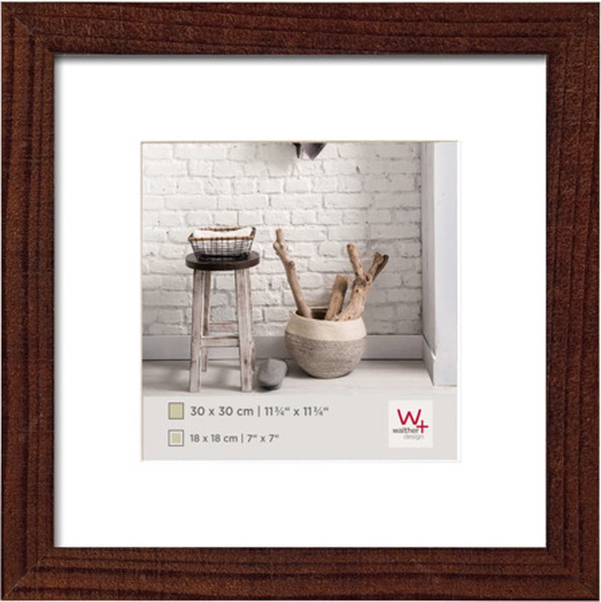 Walther home - cadre en bois - format photo 30x30 cm - noyer