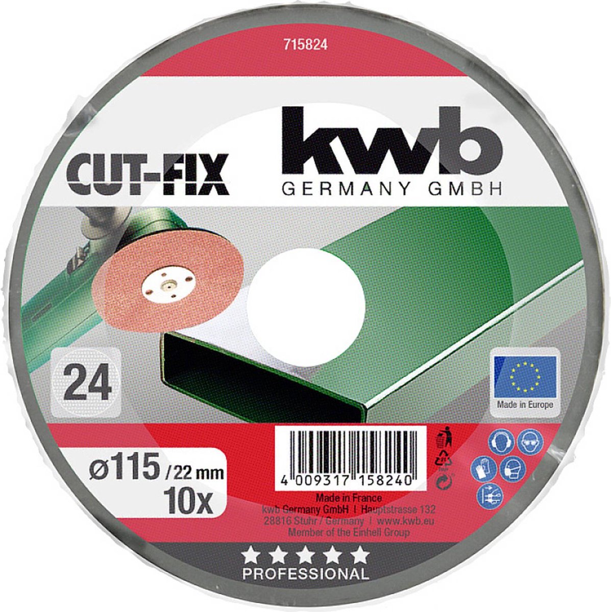 Kwb 715824 papier de verre pour ponceuse à disque granulométrie (num) 24 (ø) 115 mm 10 pièce(s)